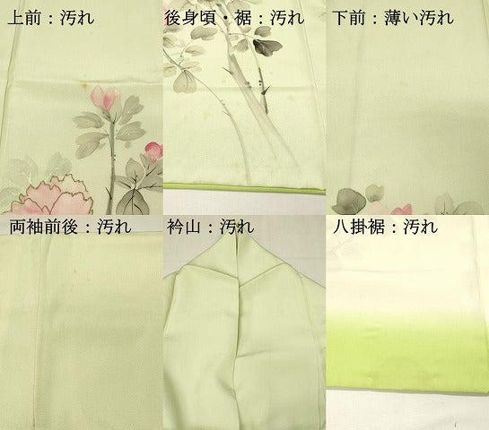 平和屋着物■訪問着 手描き 枝花文 芙蓉 暈し染め 金彩 正絹 逸品 DABJ5556qp