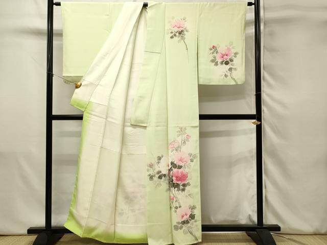 平和屋着物■訪問着 手描き 枝花文 芙蓉 暈し染め 金彩 正絹 逸品 DABJ5556qp