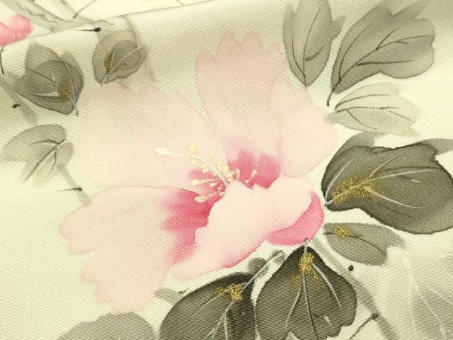 平和屋着物■訪問着 手描き 枝花文 芙蓉 暈し染め 金彩 正絹 逸品 DABJ5556qp