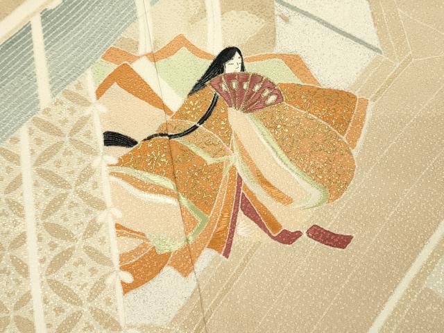 平和屋着物■訪問着 刺繍 エ霞人物花文 暈し染め 金彩 正絹 逸品 DABJ5560qp