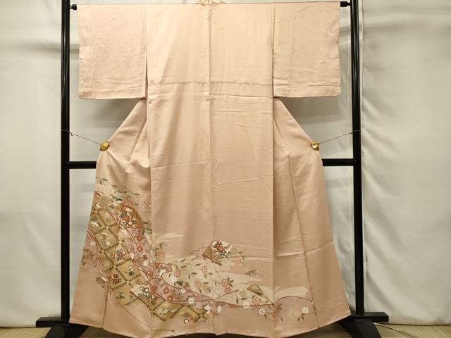 平和屋着物■豪華色留袖 駒刺繍 舞扇花文 金彩 正絹 逸品 DABJ5562qp