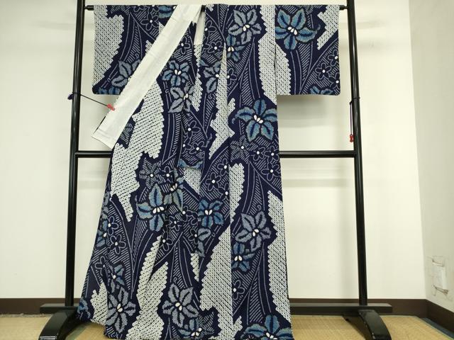 平和屋着物∴夏物 浴衣 有松鳴海絞り 舞花文 綿 逸品 DABJ5611qp