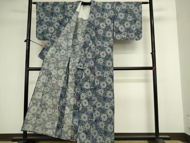 平和屋着物∴夏物 綿紅梅 浴衣 手縫い 菊唐草文 綿 逸品 DABJ5620qp