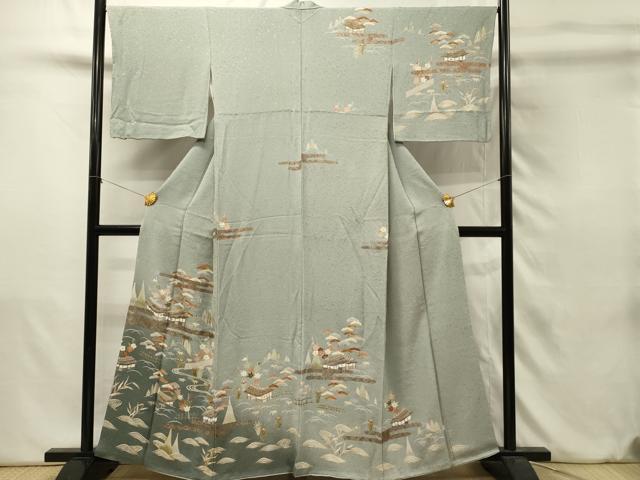 平和屋着物■訪問着 駒刺繍 エ霞花文 松竹梅 暈し染め 金彩 正絹 逸品 DABJ5633qp
