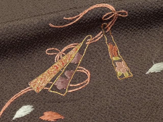 平和屋着物■訪問着 総刺繍 駒刺繍 結び紐花文 金糸 鬼しぼ縮緬 正絹 逸品 DABJ5656qp