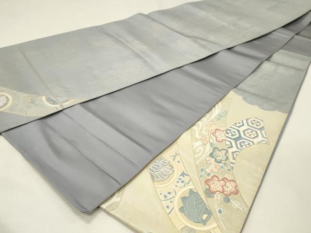 平和屋着物◎中国三大刺繍 相良刺繍 太鼓柄袋帯 熨斗 地紙鳳凰花文 正絹 逸品 DABJ5716qp