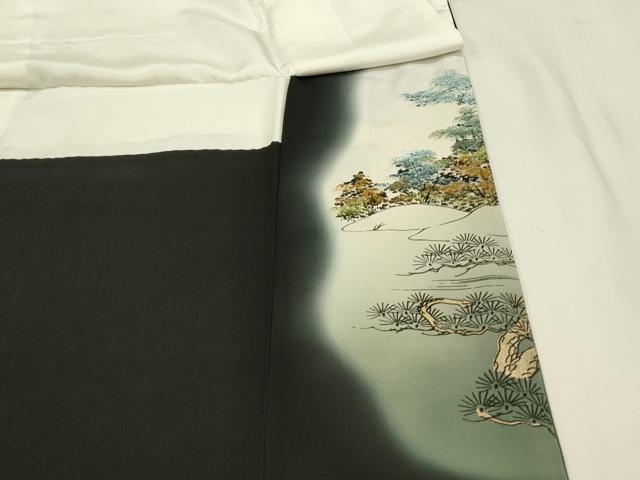 平和屋着物■豪華黒留袖 作家物 渡橋風景花松文 暈し染め 金彩 正絹 逸品 DABJ5798qp
