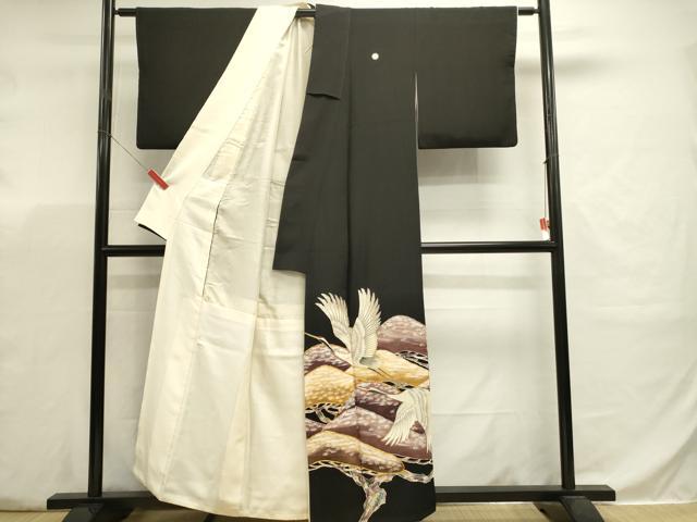 平和屋着物■豪華黒留袖 駒刺繍 飛鶴枝松文 金彩 正絹 逸品 DABJ5803qp