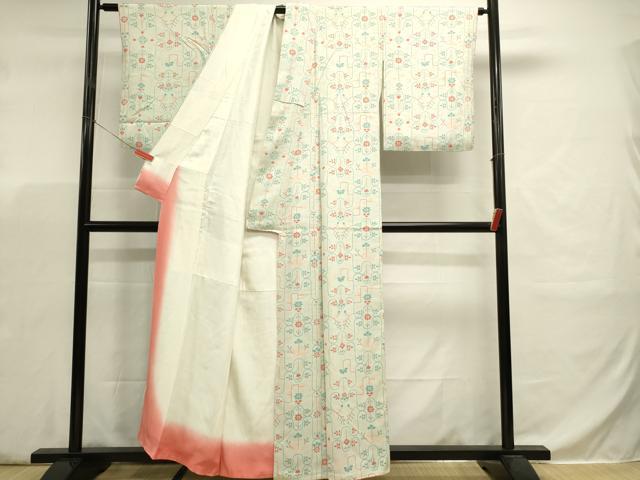平和屋着物■上質な小紋 抽象花文様 正絹 逸品 DABJ5805qp