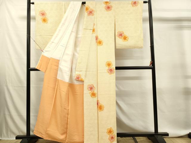 平和屋着物■上質な小紋 総絞り 舞花文 正絹 逸品 DABJ5818qp