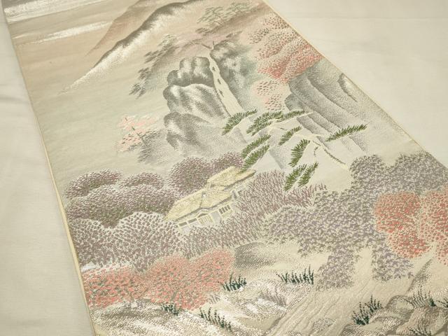 平和屋着物◎六通柄袋帯 広沢の径 プラチナ二重箔錦 引箔 正絹 逸品 DABJ5883qp