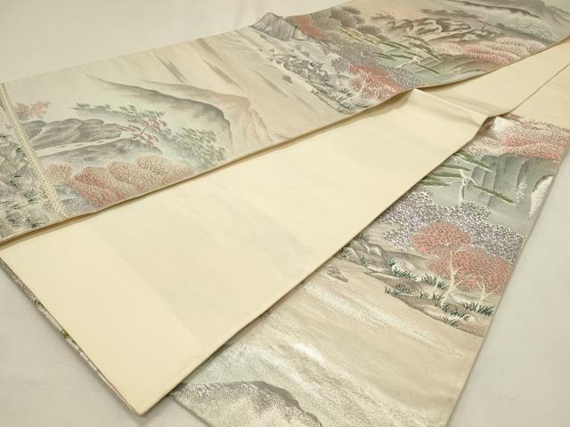 平和屋着物◎六通柄袋帯 広沢の径 プラチナ二重箔錦 引箔 正絹 逸品 DABJ5883qp