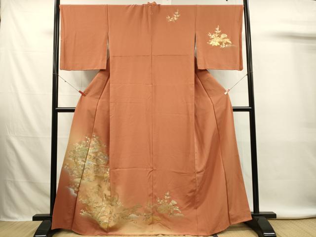 平和屋着物■訪問着 御所車風景花文 暈し染め 金銀彩 正絹 逸品 DABJ5991qp