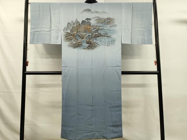 平和屋着物■男性 長襦袢 袷 風景樹林文 正絹 逸品 DABJ6000qp