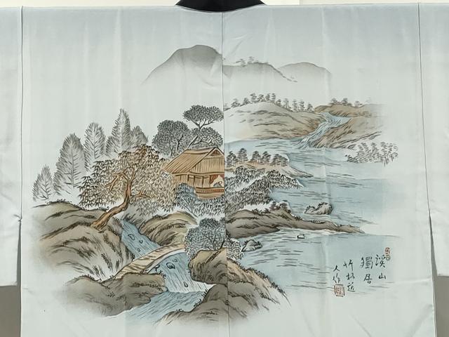 平和屋着物■男性 長襦袢 袷 風景樹林文 正絹 逸品 DABJ6000qp