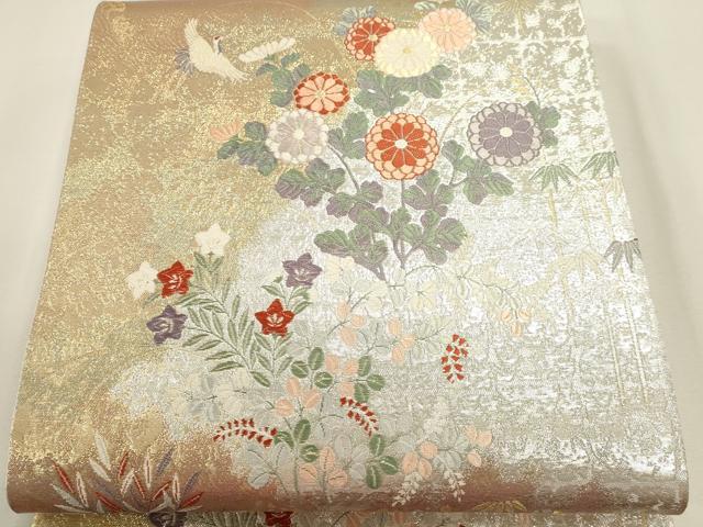 平和屋本店▼六通柄袋帯 唐織 秀風錦 飛鶴花文 本金箔 正絹 逸品 DABJ6003sf