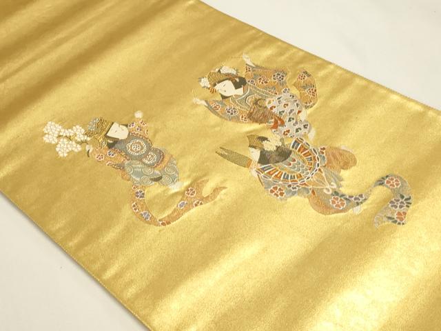 平和屋着物▼太鼓柄袋帯 童子遊び 正絹 逸品 DABJ6008sf