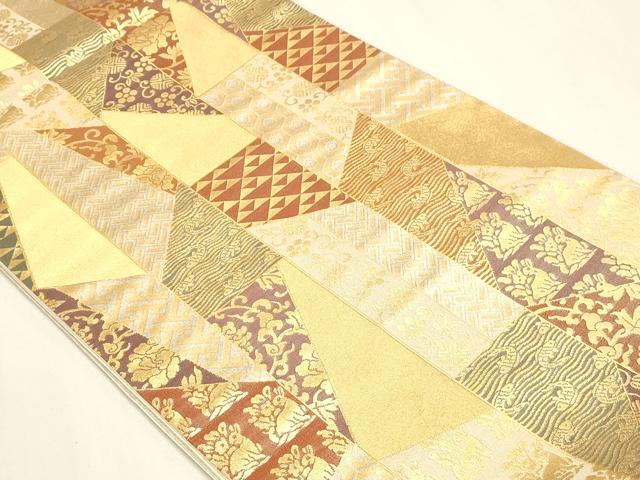 平和屋着物▼六通柄袋帯 名物裂献上文 金彩 正絹 逸品 DABJ6011sf