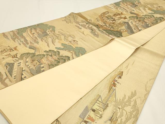 平和屋着物▼六通柄袋帯 清苑船 金欄綴 正絹 逸品 DABJ6012sf
