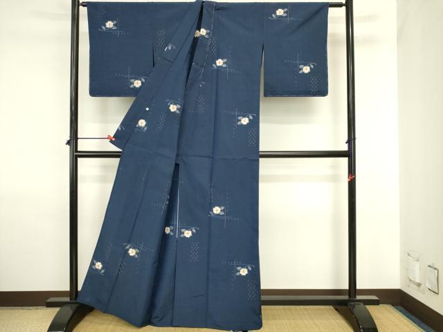 平和屋着物▽上質な紬 単衣 枝花文 正絹 逸品 未使用 DABJ6013sf