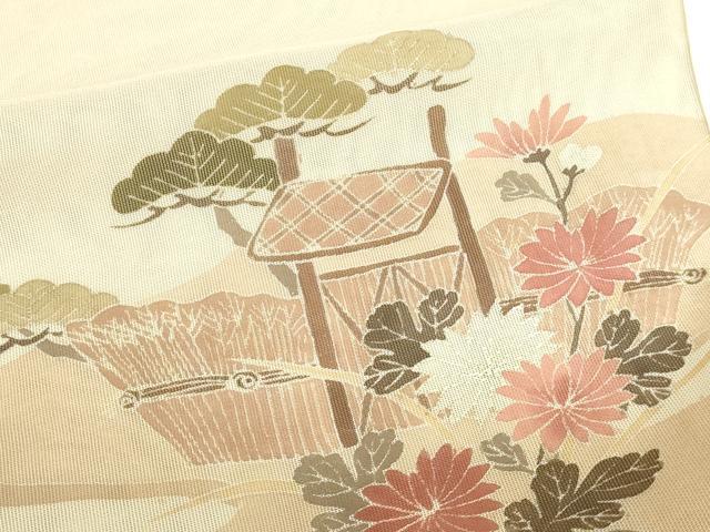平和屋着物▽訪問着 無双 紗×紗 紗袷 風景草花文 正絹 逸品 DABJ6021sf