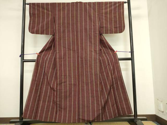 平和屋着物▽上質な紬 単衣 間道 正絹 逸品 DABJ6022sf