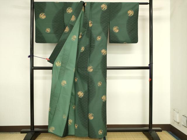 平和屋着物▽小紋 単衣 草花文 洗える着物 DABJ6031sf