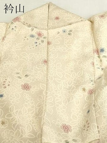 平和屋着物▽小紋 単衣 草花文 洗える着物 DABJ6032sf
