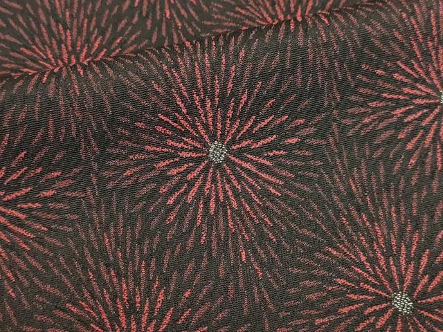 平和屋着物▽上質なお召 単衣 舞花文 正絹 逸品 DABJ6036sf