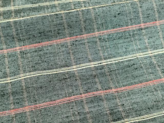 平和屋着物▽上質な紬 単衣 横段文 正絹 逸品 DABJ6038sf