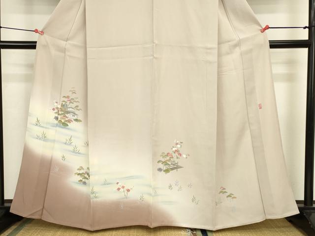 平和屋着物▽訪問着 単衣 友禅 作家物 風景文 暈し染め 正絹 逸品 DABJ6045sf