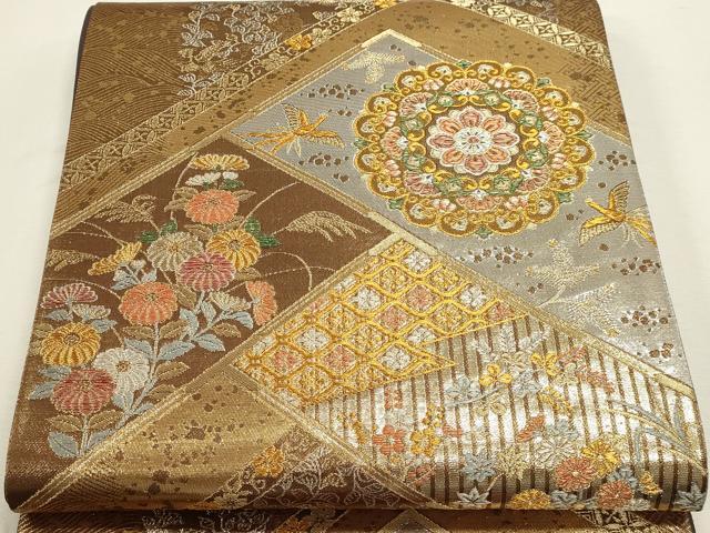 平和屋本店▼六通柄袋帯 正倉院花文 純金二重箔 正絹 逸品 DABJ6052sf