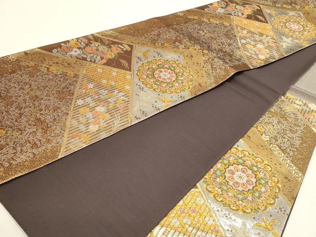 平和屋本店▼六通柄袋帯 正倉院花文 純金二重箔 正絹 逸品 DABJ6052sf