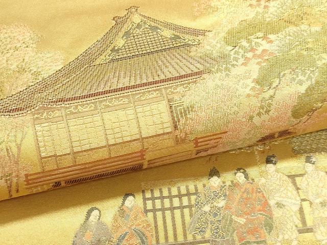 平和屋本店●六通柄袋帯 二条庭園四季絵文 本金箔 金泥箔 正絹 逸品 DABJ6063sf