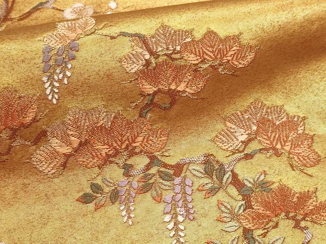 平和屋本店●太鼓柄袋帯 孔雀絵文 本金箔 金泥箔 正絹 逸品 DABJ6064sf