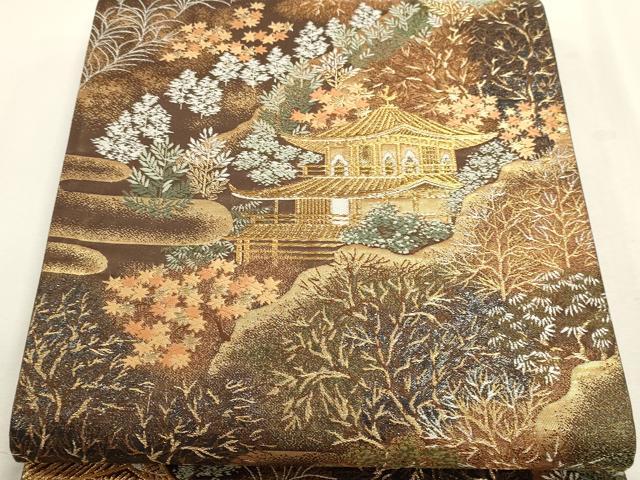 平和屋本店▼六通柄袋帯 名刹散歩 本金箔 正絹 逸品 DABJ6069sf