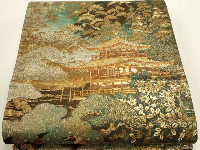 平和屋本店▼西陣 志都香織物謹製 六通柄袋帯 京洛四季之図 本金箔 絲綢箔 正絹 逸品 DABJ6070sf