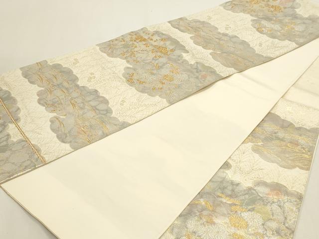 平和屋本店▼六通柄袋帯 千華百花 純金箔二重引 24金 正絹 逸品 DABJ6102sf