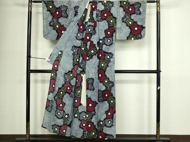 平和屋着物∴夏物 浴衣 有松鳴海絞り 舞花文 綿 逸品 DABJ6118sf