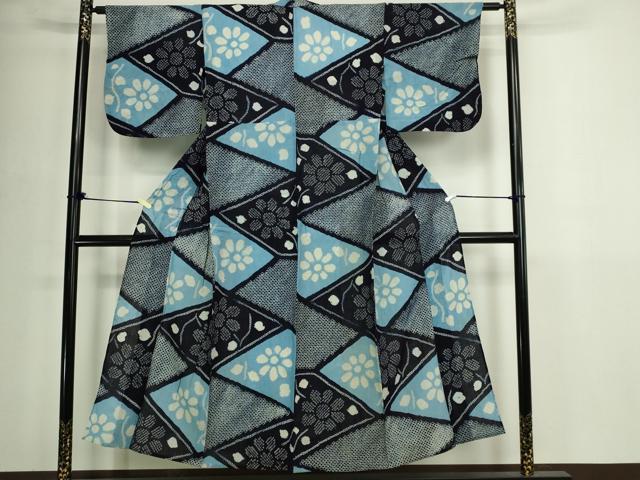 平和屋着物∴夏物 浴衣 有松鳴海絞り 舞花文 綿 逸品 DABJ6121sf
