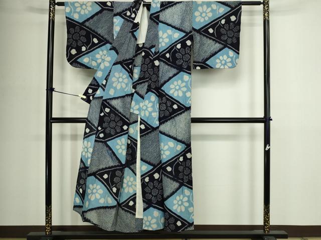 平和屋着物∴夏物 浴衣 有松鳴海絞り 舞花文 綿 逸品 DABJ6121sf