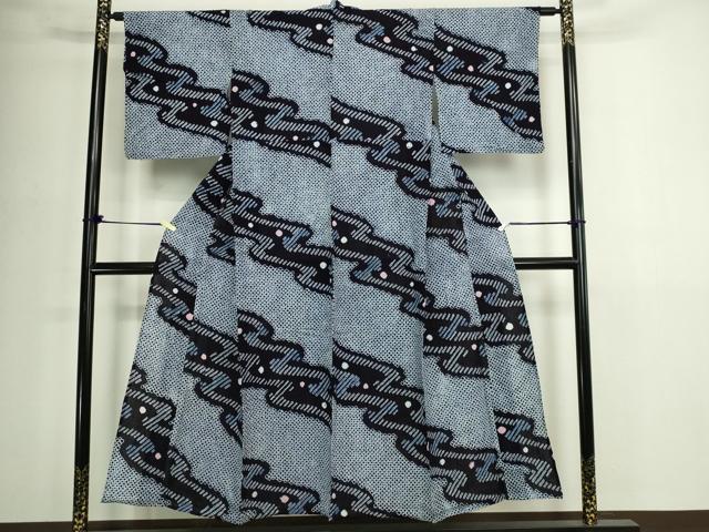 平和屋着物∴夏物 浴衣 有松鳴海絞り 流水文 綿 逸品 DABJ6123sf