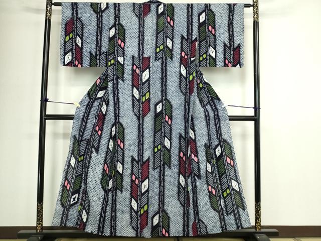 平和屋着物∴夏物 浴衣 有松鳴海絞り 矢羽根文 綿 逸品 DABJ6130sf
