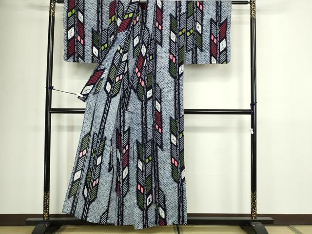 平和屋着物∴夏物 浴衣 有松鳴海絞り 矢羽根文 綿 逸品 DABJ6130sf