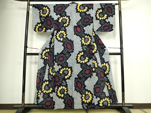 平和屋着物∴夏物 浴衣 有松鳴海絞り 舞花文 綿 逸品 DABJ6132sf