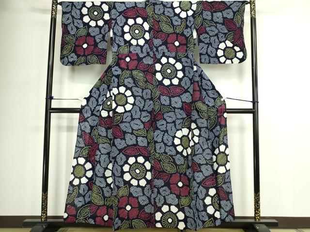 平和屋着物∴夏物 浴衣 有松鳴海絞り 草花文 綿 逸品 DABJ6133sf