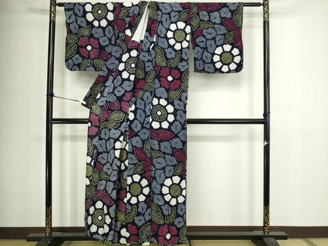 平和屋着物∴夏物 浴衣 有松鳴海絞り 草花文 綿 逸品 DABJ6133sf
