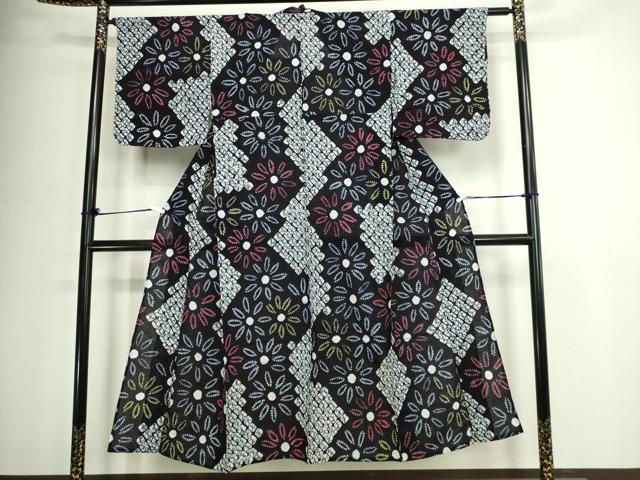 平和屋着物∴夏物 浴衣 有松鳴海絞り 舞花文 綿 逸品 DABJ6135sf
