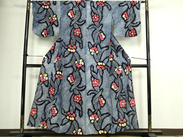 平和屋着物∴夏物 浴衣 有松鳴海絞り 舞花文 綿 逸品 DABJ6136sf