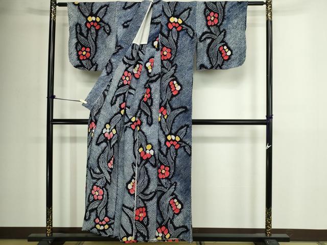 平和屋着物∴夏物 浴衣 有松鳴海絞り 舞花文 綿 逸品 DABJ6136sf